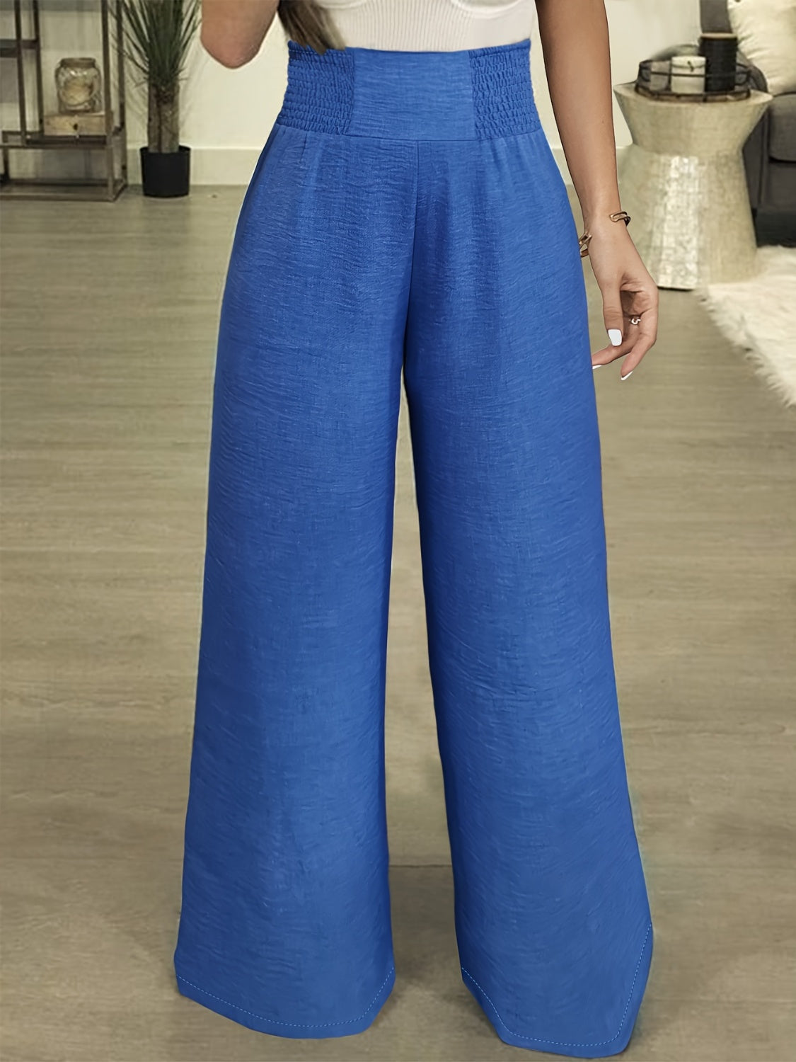 Plus Size High Waist Wide Leg Pants Royal Blue 76f3ec79-2093-4c88-9969-59bd581747db-Max Trendsi