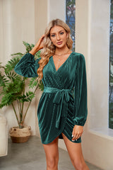 Ribbed Tie Front Mini Dress Black Forest 77adaafb9e084348b482a2de2947bdc7-Max Glownestbest