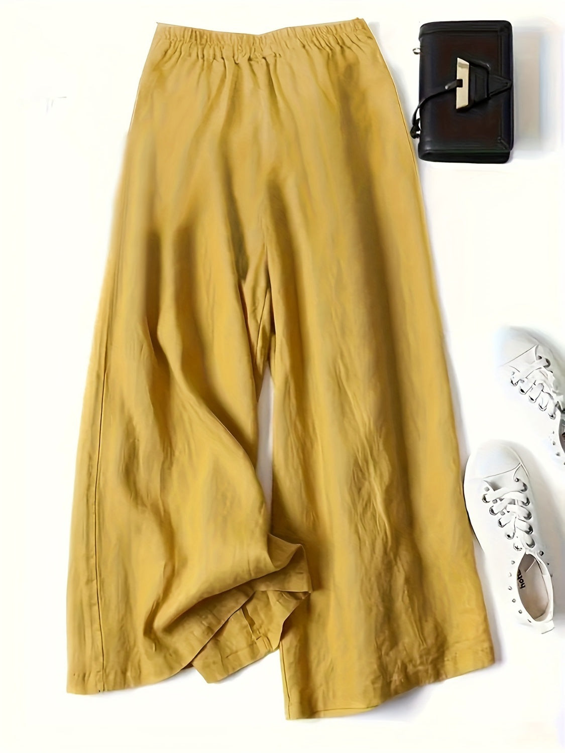 Full Size Half Elastic Waist Wide Leg Pants 78052f43-8bd4-495a-9f21-22ae96d39d0d-Max Trendsi