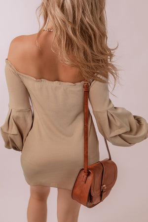 Ruched Off Shoulder Long Sleeve Dress 7820938f-b6fa-402c-a28f-b3a6b1858e24-Max Glownestbest