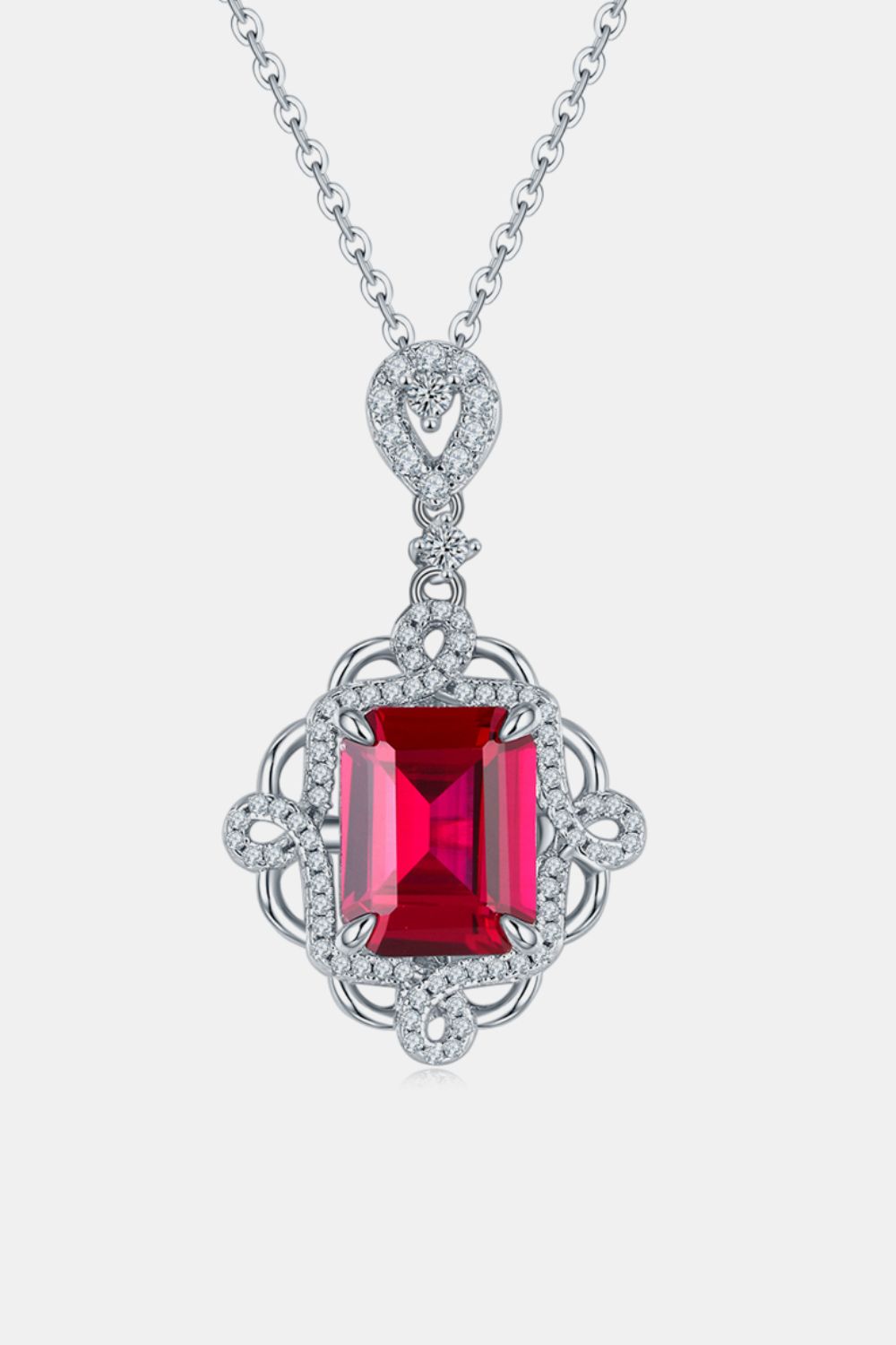 925 Sterling Silver Ruby Pendant Necklace Silver One Size 7868dcc6-8a90-403a-8739-052316aaefda-Max Trendsi