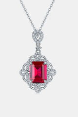 925 Sterling Silver Ruby Pendant Necklace Silver One Size 7868dcc6-8a90-403a-8739-052316aaefda-Max Trendsi