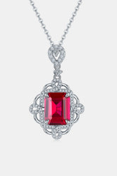 925 Sterling Silver Ruby Pendant Necklace Silver One Size 7868dcc6-8a90-403a-8739-052316aaefda-Max Trendsi