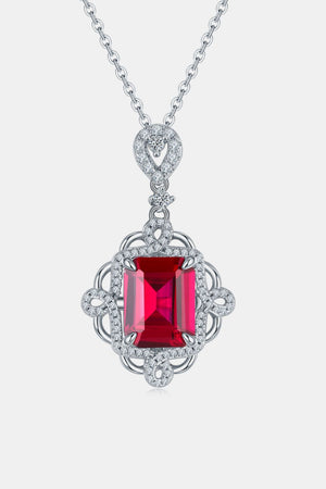 925 Sterling Silver Ruby Pendant Necklace Silver One Size 7868dcc6-8a90-403a-8739-052316aaefda-Max Trendsi
