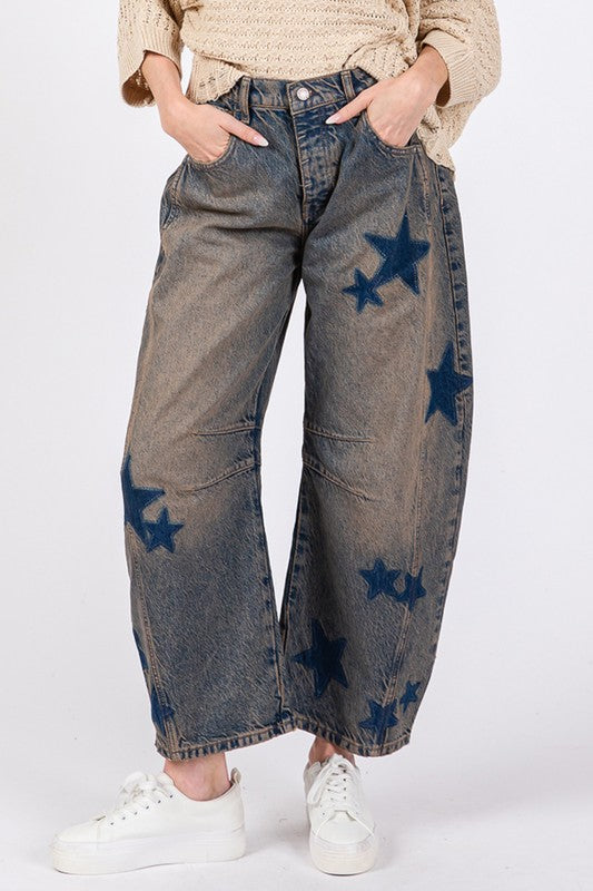 SAGE + FIG Star Wide Leg Jeans with Pockets Dark 786af36f-6b30-4c60-b01a-193d52ed795f-Max Trendsi