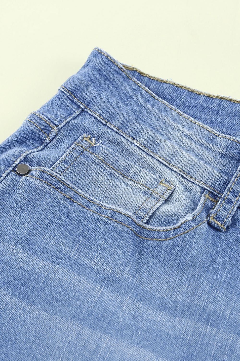 Button-Fly Distressed Raw Hem Flare Jeans 78d8841b139f4db89089fee222757ab4-Max Trendsi