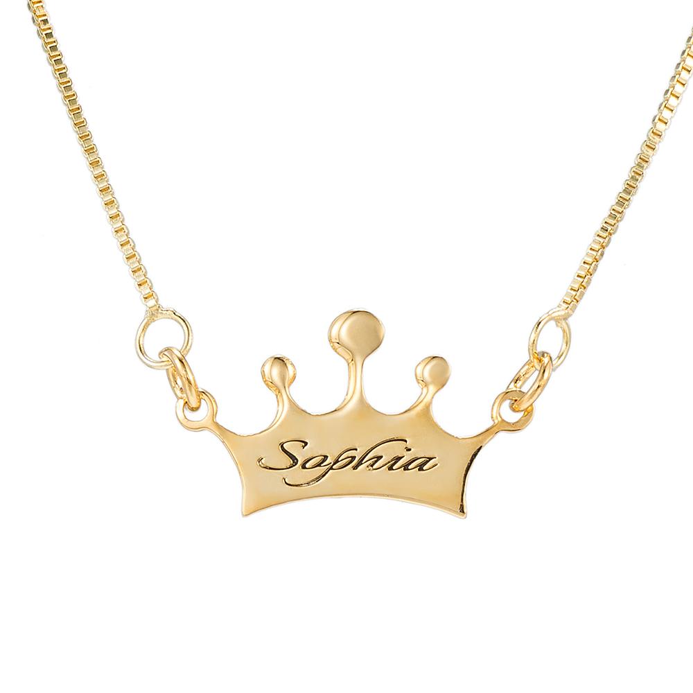 Noble Crown Lettering Custom Name Necklace 791e8f22-d669-4ca9-898b-f5ab2f79a92a Artshiney