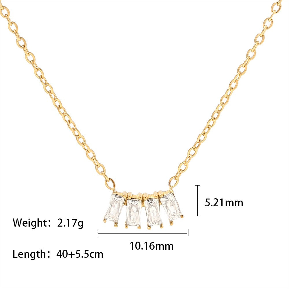 18K gold plated necklace with pink/white /l green zircon 79503931-eae3-48a9-8606-e07f6df2d25b Artshiney