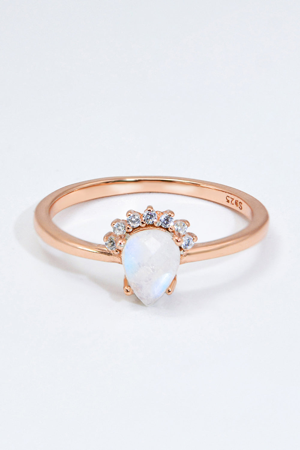 18K Rose Gold-Plated Pear Shape Natural Moonstone Ring Rose Gold 79c9c3d7223f46618437e328765509b8-Max Trendsi