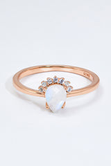 18K Rose Gold-Plated Pear Shape Natural Moonstone Ring Rose Gold 79c9c3d7223f46618437e328765509b8-Max Trendsi
