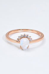 18K Rose Gold-Plated Pear Shape Natural Moonstone Ring Rose Gold 79c9c3d7223f46618437e328765509b8-Max Trendsi