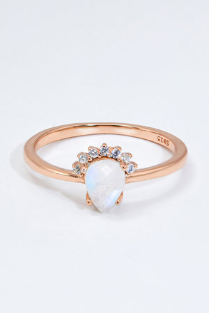 18K Rose Gold-Plated Pear Shape Natural Moonstone Ring Rose Gold 79c9c3d7223f46618437e328765509b8-Max Trendsi