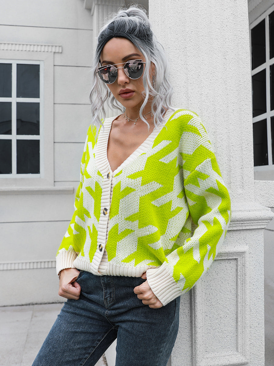 Houndstooth Button Down Cardigan Lime 79e2d3d6dcce4a3da8def5e8f2c9ea69-Max Glownestbest