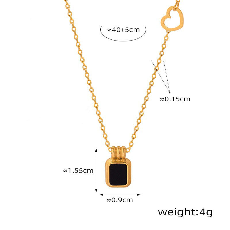 18K gold classic fashionable square plate inlaid gemstone design versatile necklace 7a40a638-7354-479b-bce1-d415c769f23f Artshiney