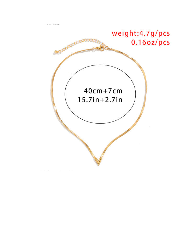 Fashion Simple V-Shaped Flat Snake Chain Necklace 7a45bcc1-7b7a-405a-98ce-43c5ce04701f Artshiney