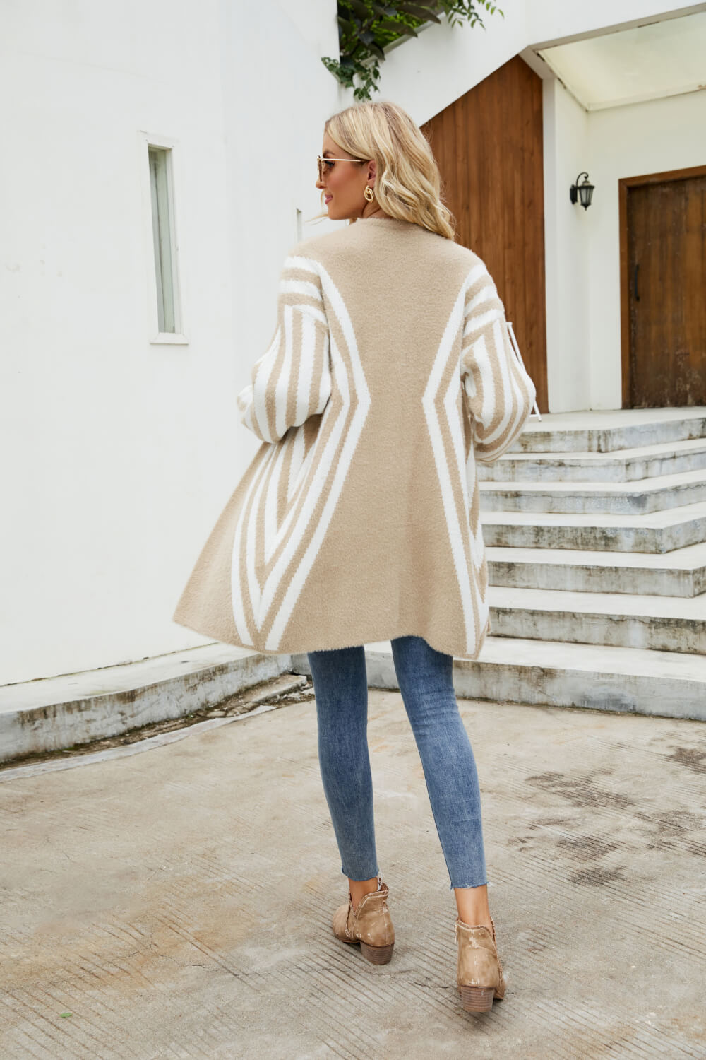 Glownestbest® | Woven Right Two-Tone Open Front Fuzzy Longline Cardigan 7a5e3357ca5e4684a0ca6fd6577a3891-Max Glownestbest