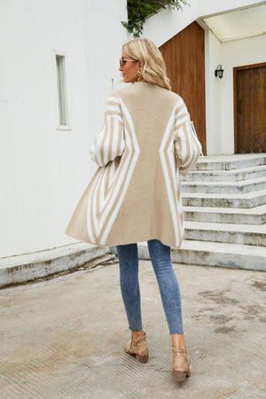 Glownestbest® | Woven Right Two-Tone Open Front Fuzzy Longline Cardigan 7a5e3357ca5e4684a0ca6fd6577a3891-Max Glownestbest