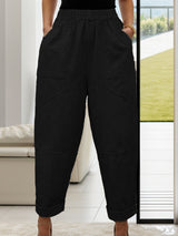 Elastic Waist Pants with Pockets Black 7ad8c832-64f5-4a0c-81d2-9fed79d793f5-Max Trendsi