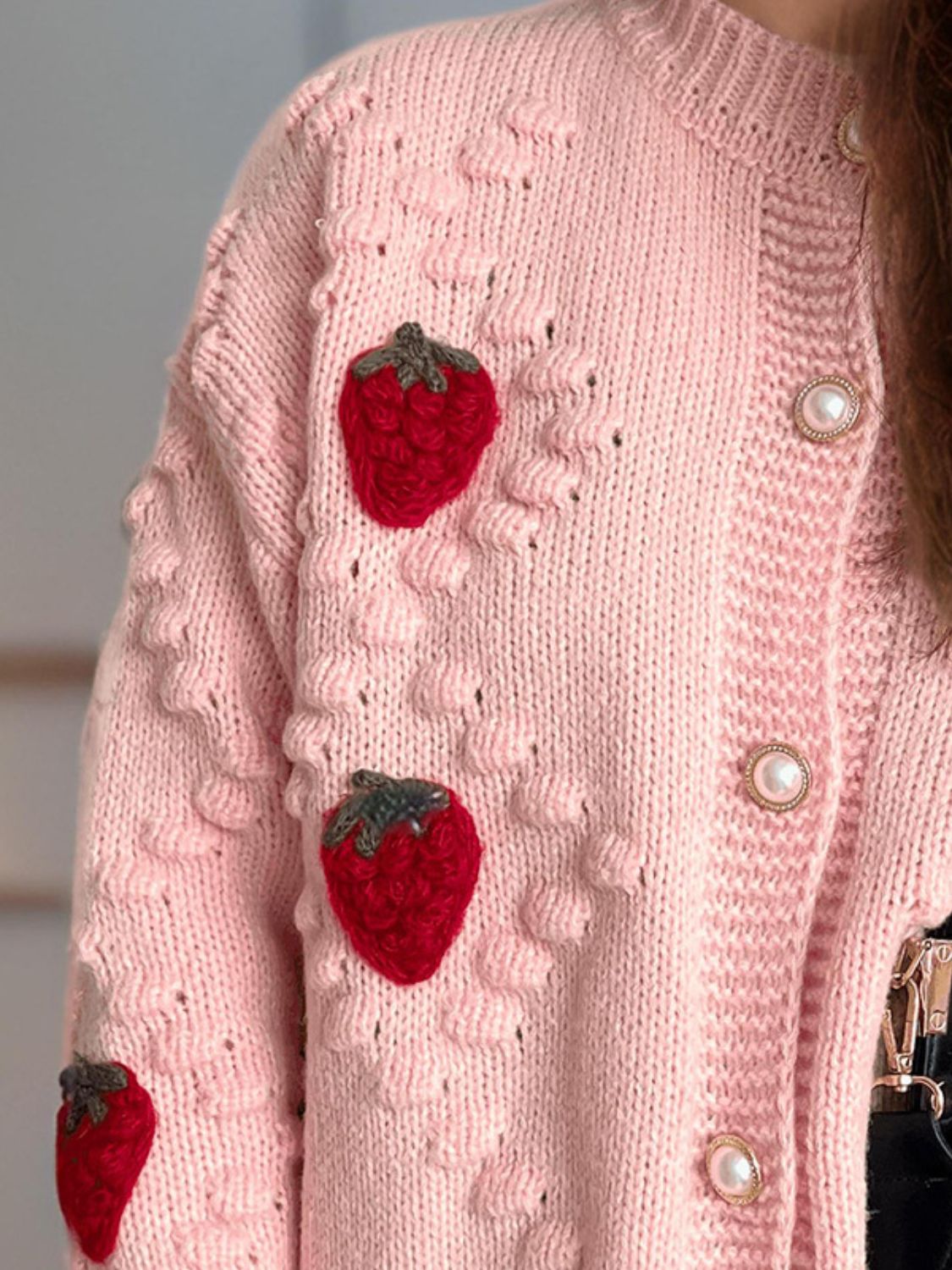 Strawberry Button Down Long Sleeve Cardigan 7af42129-9321-4b0e-bd41-6ff0054dcdaf-Max Glownestbest