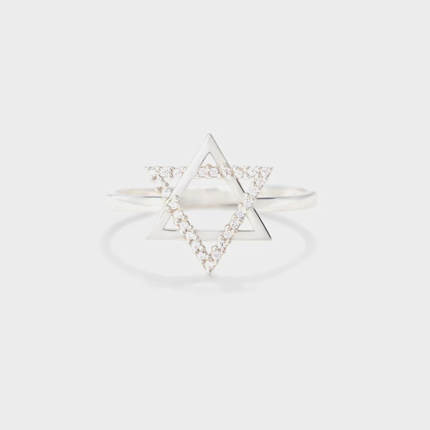 925 Sterling Silver Inlaid Zircon Hexagram Ring White 7af49ca9-70c3-498f-804a-05ef4c950efd-Max Trendsi