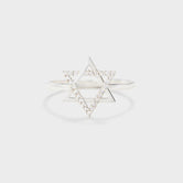 925 Sterling Silver Inlaid Zircon Hexagram Ring White 7af49ca9-70c3-498f-804a-05ef4c950efd-Max Trendsi