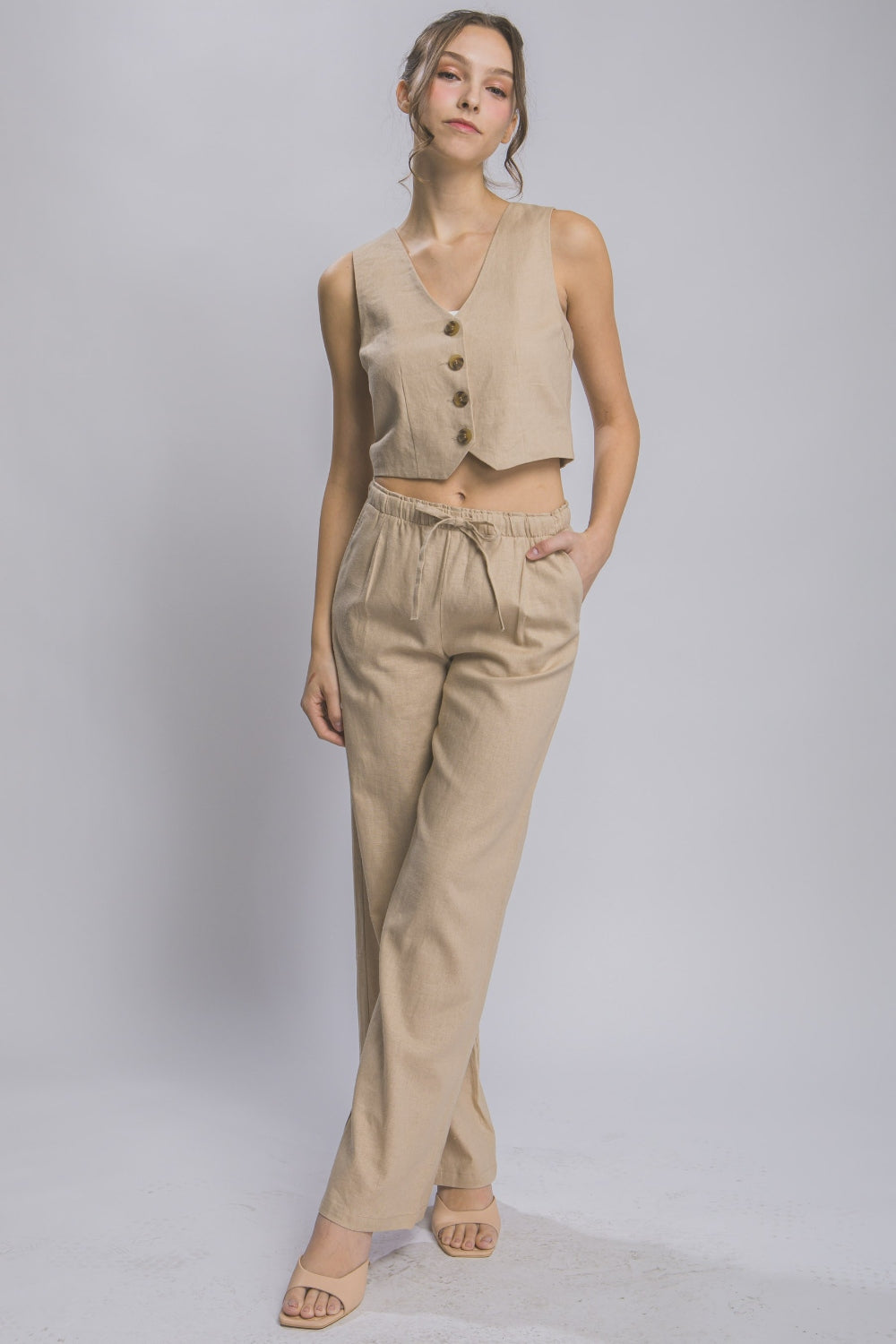 Love Tree Drawstring Wide Leg Pants with Pockets KHAKI 7c11c60e-590c-4a22-ae39-c5c938a508d8-Max Trendsi