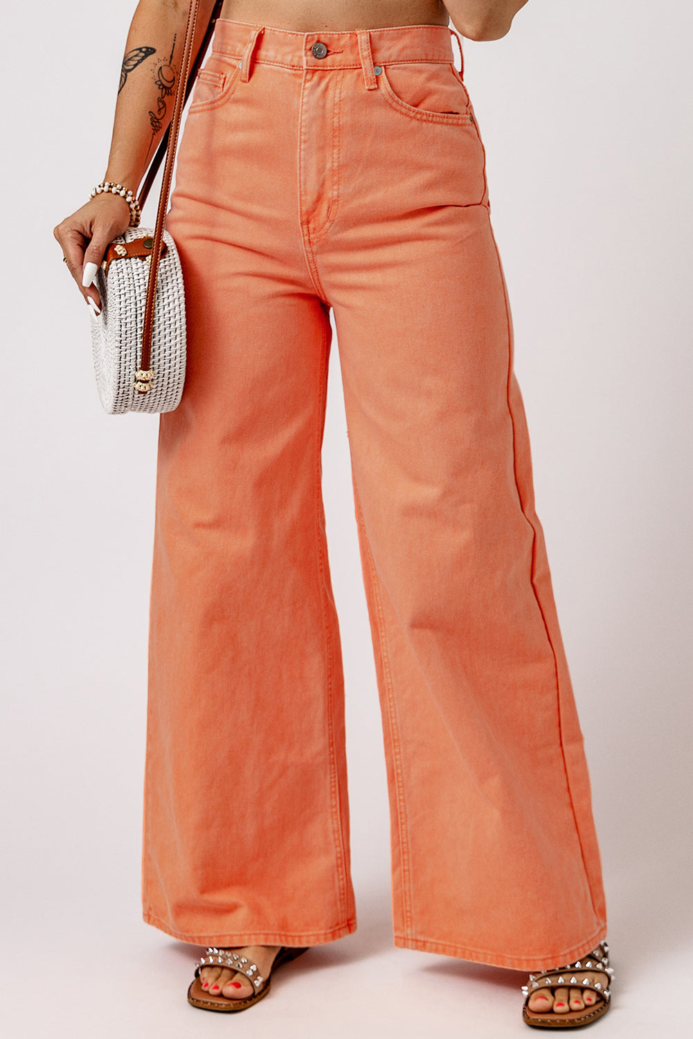 Wide Leg High Waist Jeans Sherbet 7c7796fa-4707-4584-a36c-a2038f4cceaf-Max Trendsi