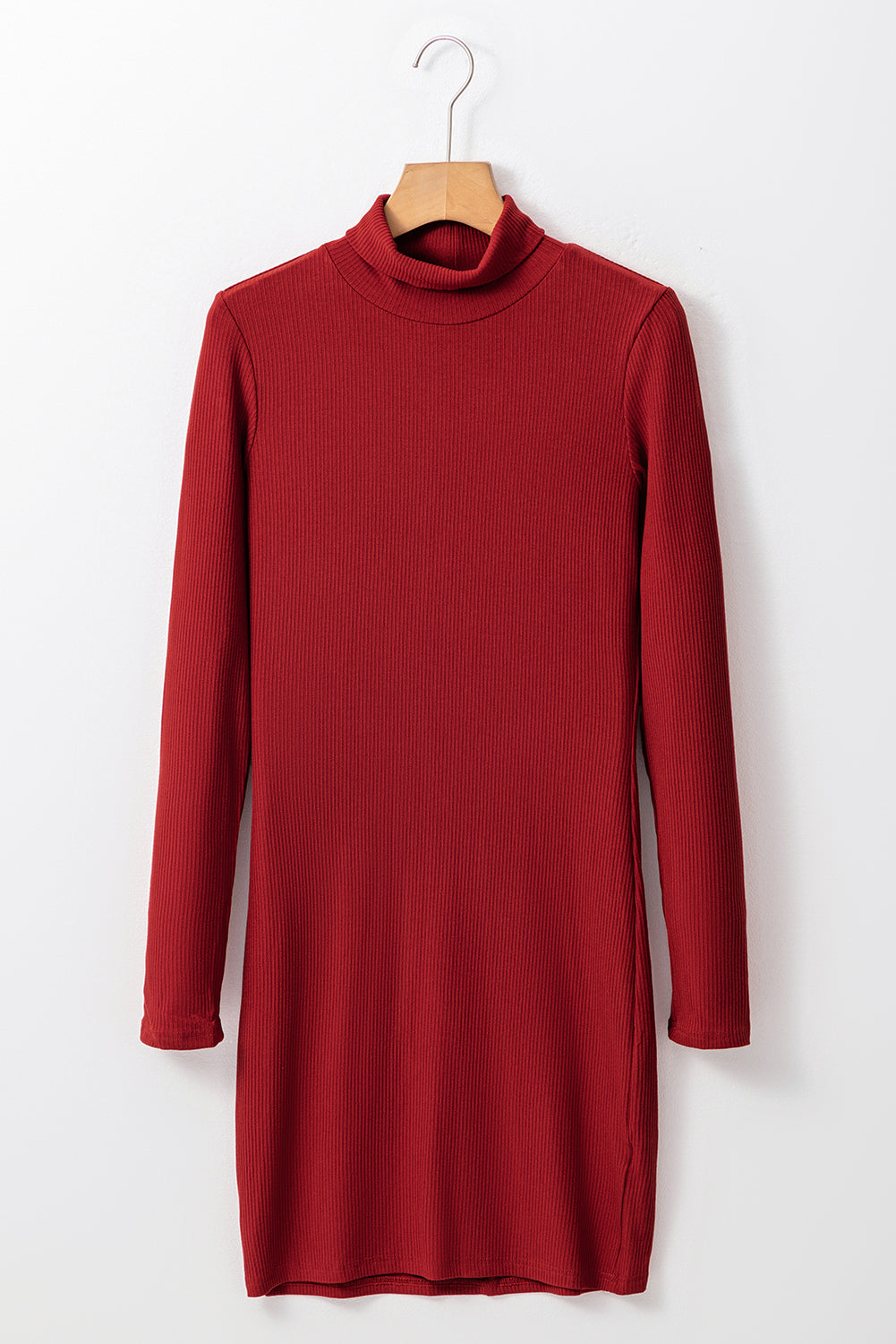 Ribbed Mock Neck Long Sleeve Mini Dress 7c8628da93944b9d80ae415ebe042991-Max Glownestbest