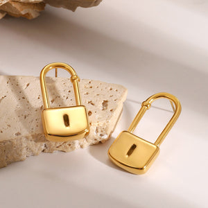 18K gold lock-shaped design trendy and personalized earrings 7cbfb2a7-549c-408a-abe0-6faca846d745 Artshiney