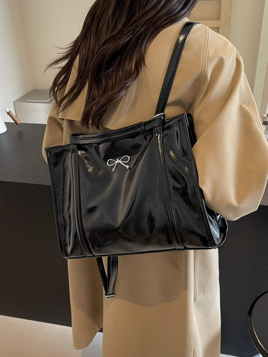 PU Leather Bow Shoulder Bag 7ccbefdf-afb2-4522-b2e0-039c550d44be-Max Trendsi