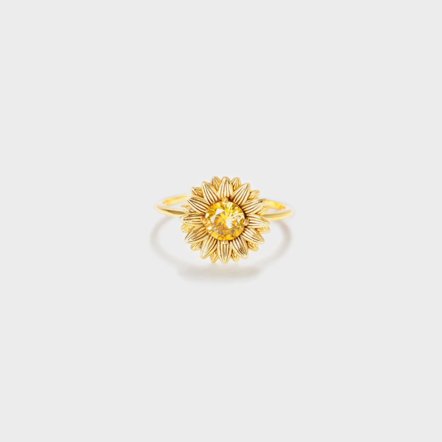 Sunflower Zircon 925 Sterling Silver Ring Gold 7ce39089-7962-48f0-8256-c12f9c5997c0-Max Trendsi