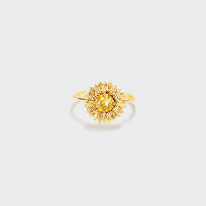 Sunflower Zircon 925 Sterling Silver Ring Gold 7ce39089-7962-48f0-8256-c12f9c5997c0-Max Trendsi