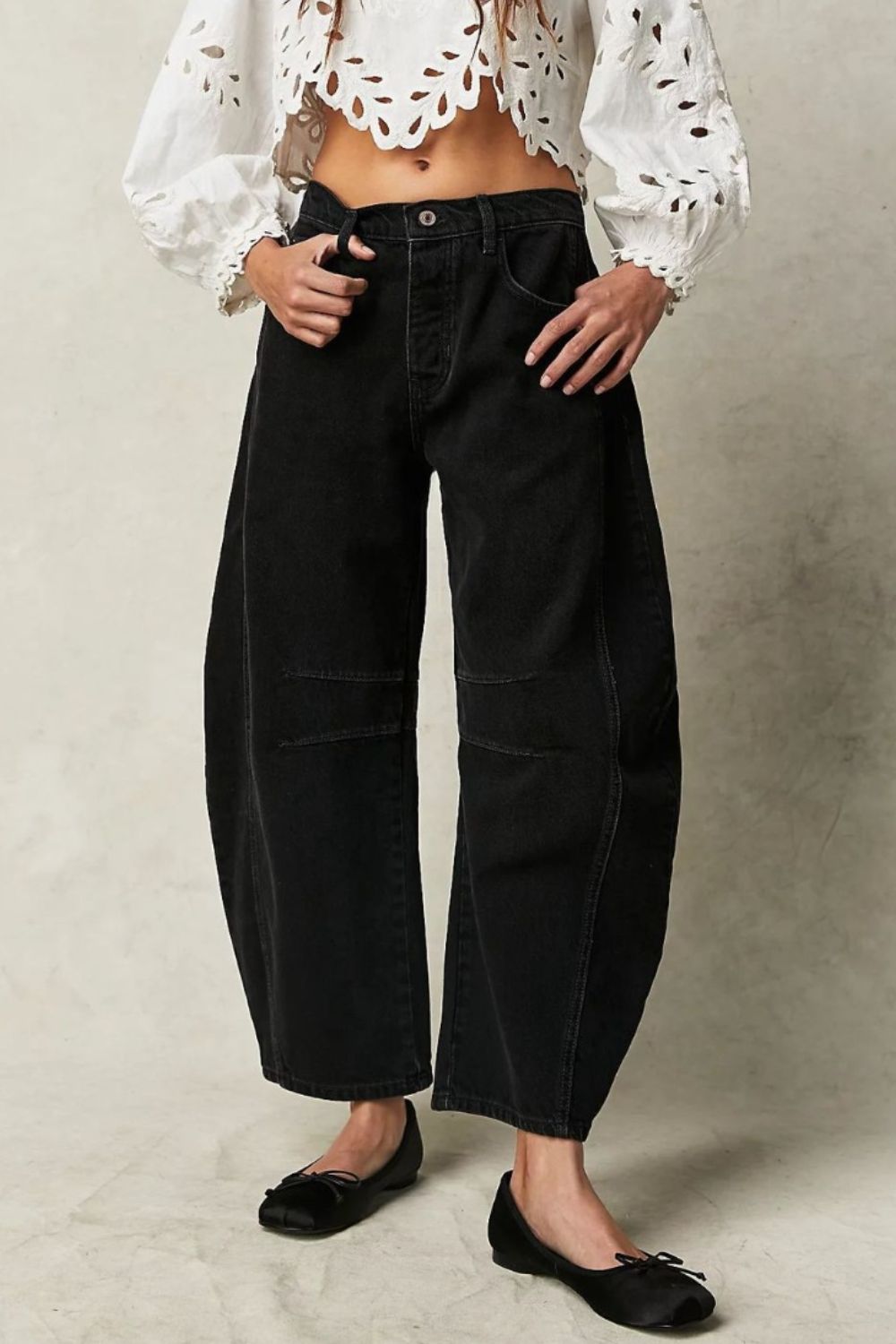 Wide Leg Jeans with Pockets Black 7d272490-e758-4de6-8bf2-7a76068cd78c-Max Trendsi