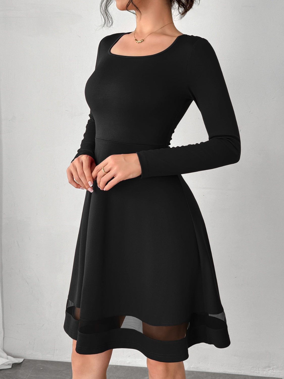 Square Neck Long Sleeve Mini Dress 7daa2a87-2583-4bb1-a791-739105a4009d-Max Glownestbest