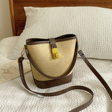 PU Leather Bucket Crossbody Bag Khaki One Size 7db9d428-3cc2-4733-b292-d0647029ce28-Max Trendsi