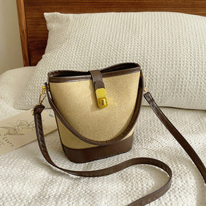 PU Leather Bucket Crossbody Bag Khaki One Size 7db9d428-3cc2-4733-b292-d0647029ce28-Max Trendsi