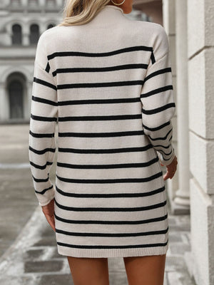 Striped Mock Neck Long Sleeve Mini Dress 7deae146-1715-446c-b9ed-dc4a773a0da8-Max Glownestbest