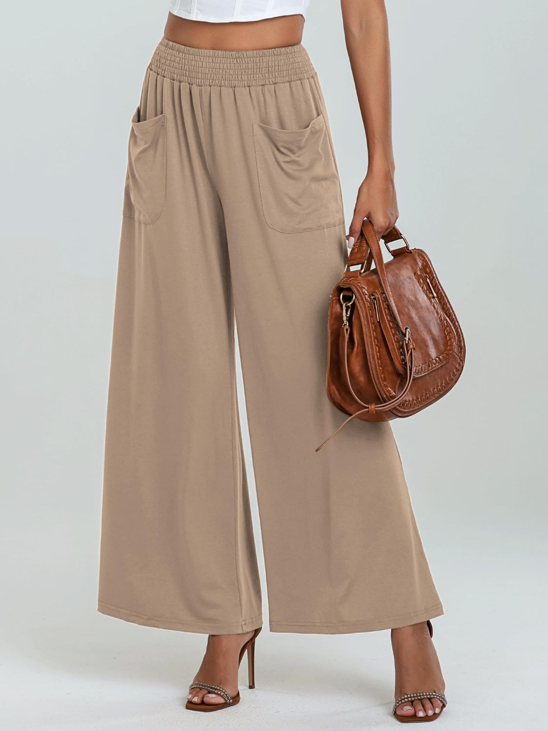 Pocketed Elastic Waist Wide Leg Pants 7e27b68f-4a01-4420-bff2-5c7075e7ebe2-Max Trendsi