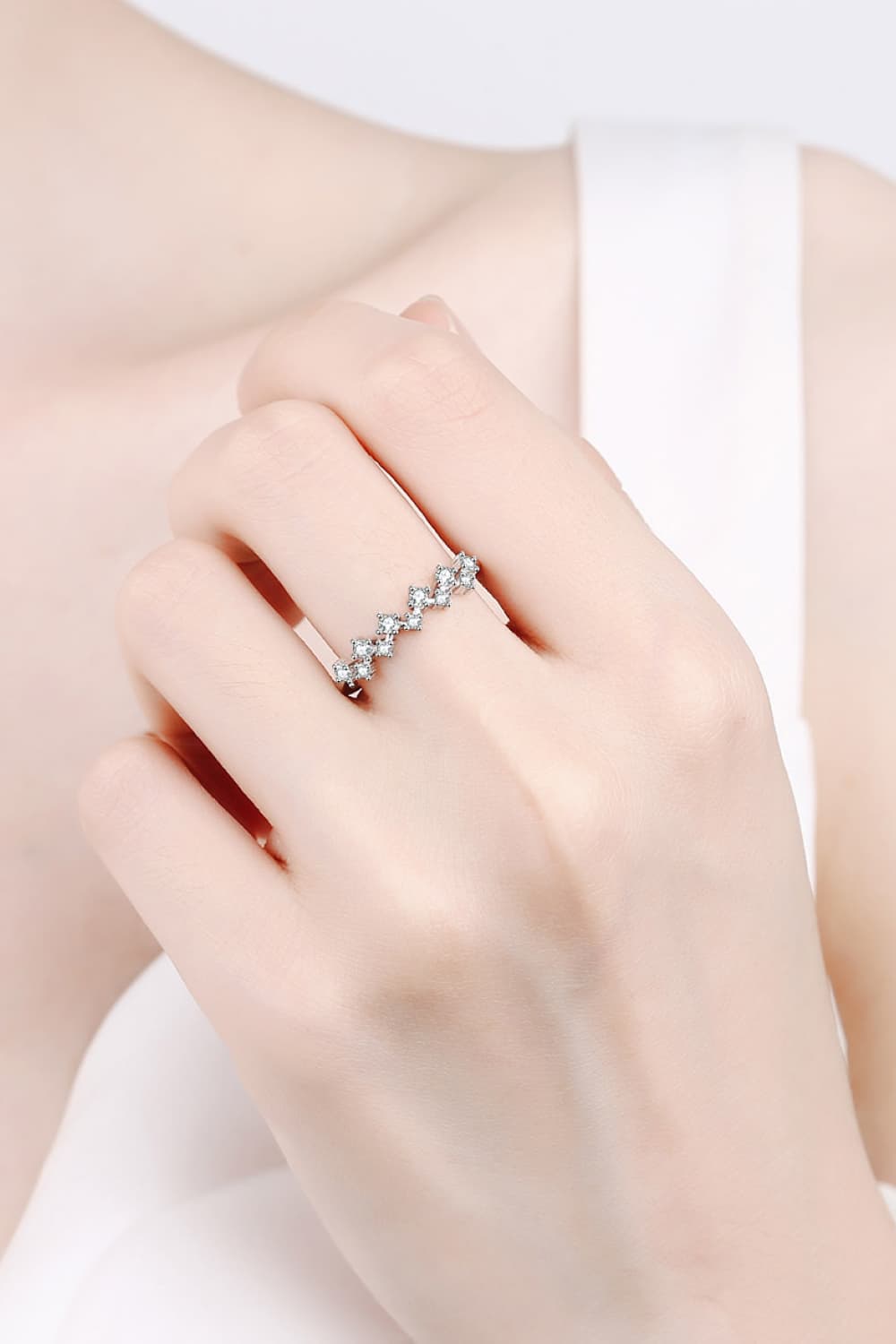 Moissanite Rhodium-Plated Half-Eternity Ring 7edc449abfa9450885159508c7b984ab-Max Trendsi