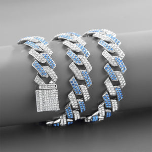 Trendy and fashionable Cuban chain with diamond-shaped design men's hip-hop style necklace and bracelet set 7f03b634-d6a7-4f97-87af-9fd6c29b4b9f Artshiney