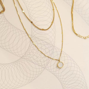 18K gold light luxury noble round inlaid gemstone double layer stacked design versatile necklace 7f0f8be5-d039-4933-8501-26a5c66cd23d Artshiney