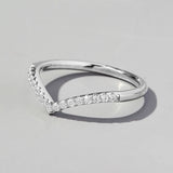 V Shape Inlaid Zircon 925 Sterling Silver Ring Silver 8055f3bc-02ba-48ce-adcf-87a77f0af8bf-Max Trendsi