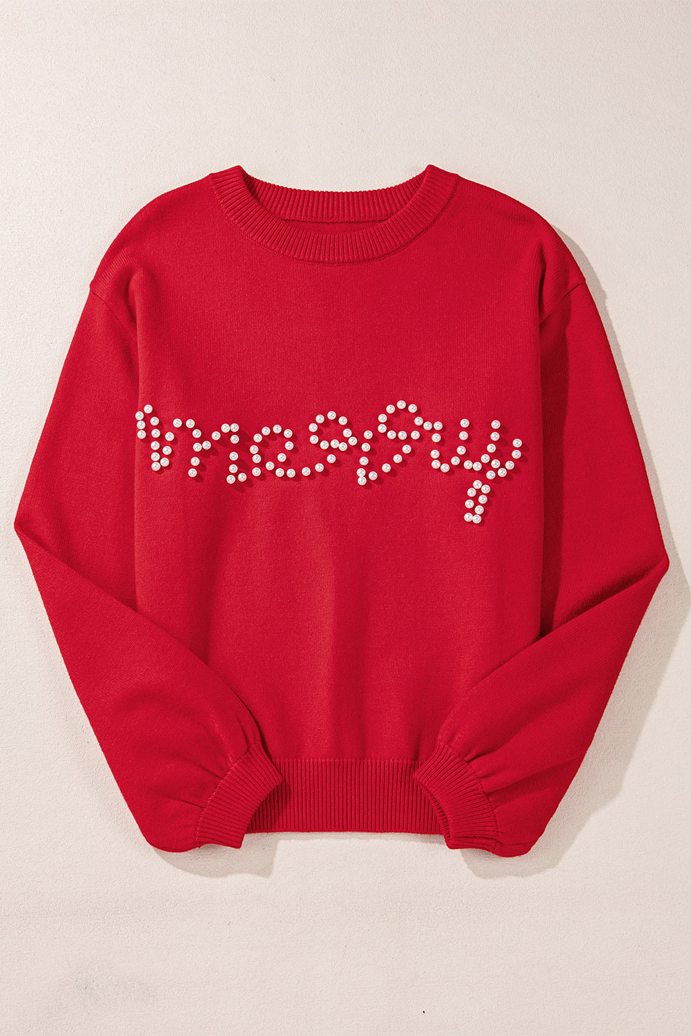 Blackish Green Pearl Beaded Merry Casual Sweater 808923f7dc10872e Glownestbest