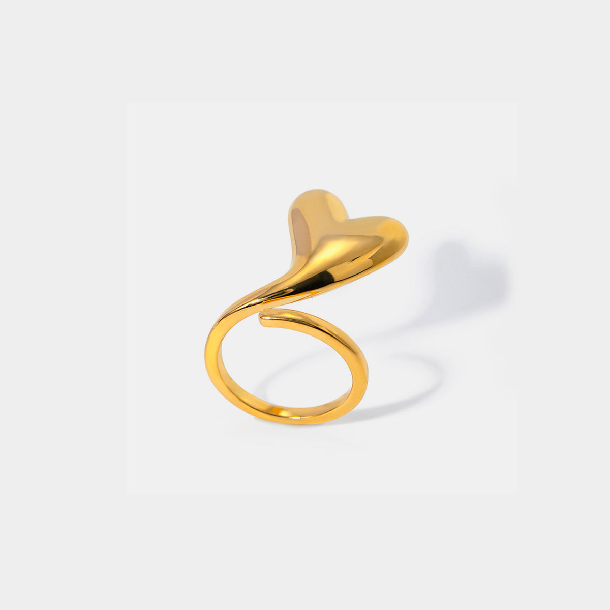 Stainless Steel Heart Bypass Ring Gold One Size 81af8040-e92e-4337-baf0-971657239413-Max Trendsi