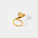 Stainless Steel Heart Bypass Ring Gold One Size 81af8040-e92e-4337-baf0-971657239413-Max Trendsi