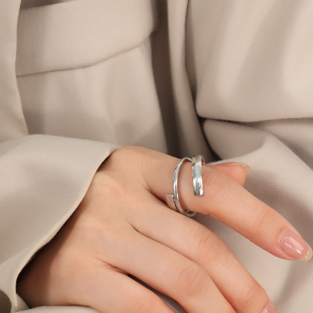 Titanium Steel Layered Wrap Ring Silver 81ef95a3-23f2-423e-9405-4e0a752b85eb-Max Trendsi