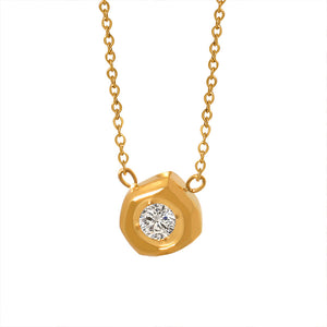 18K Gold Simple Atmosphere Irregular Rhombus Inlaid Zircon Design Versatile Necklace Only 81fa4ad6-1478-442f-bbfb-9233e8897b0c Artshiney