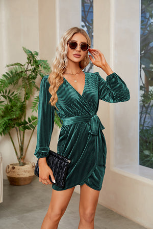 Ribbed Tie Front Mini Dress 820f6454f3174a4d963c6c6e748480b4-Max Glownestbest