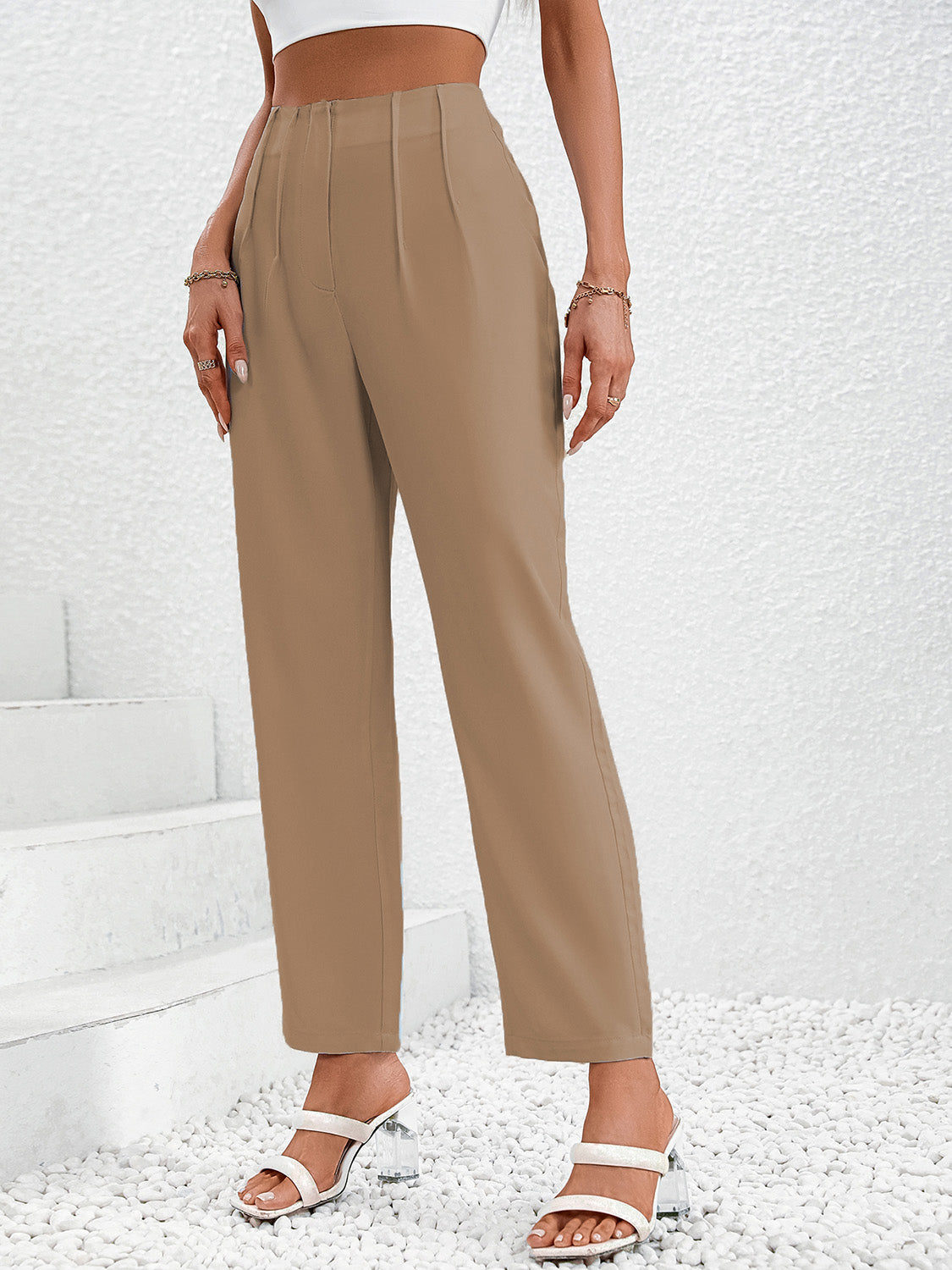 Ruched Long Pants Tan 82af18e82e0c42a399be110a0106cac2-Max Trendsi
