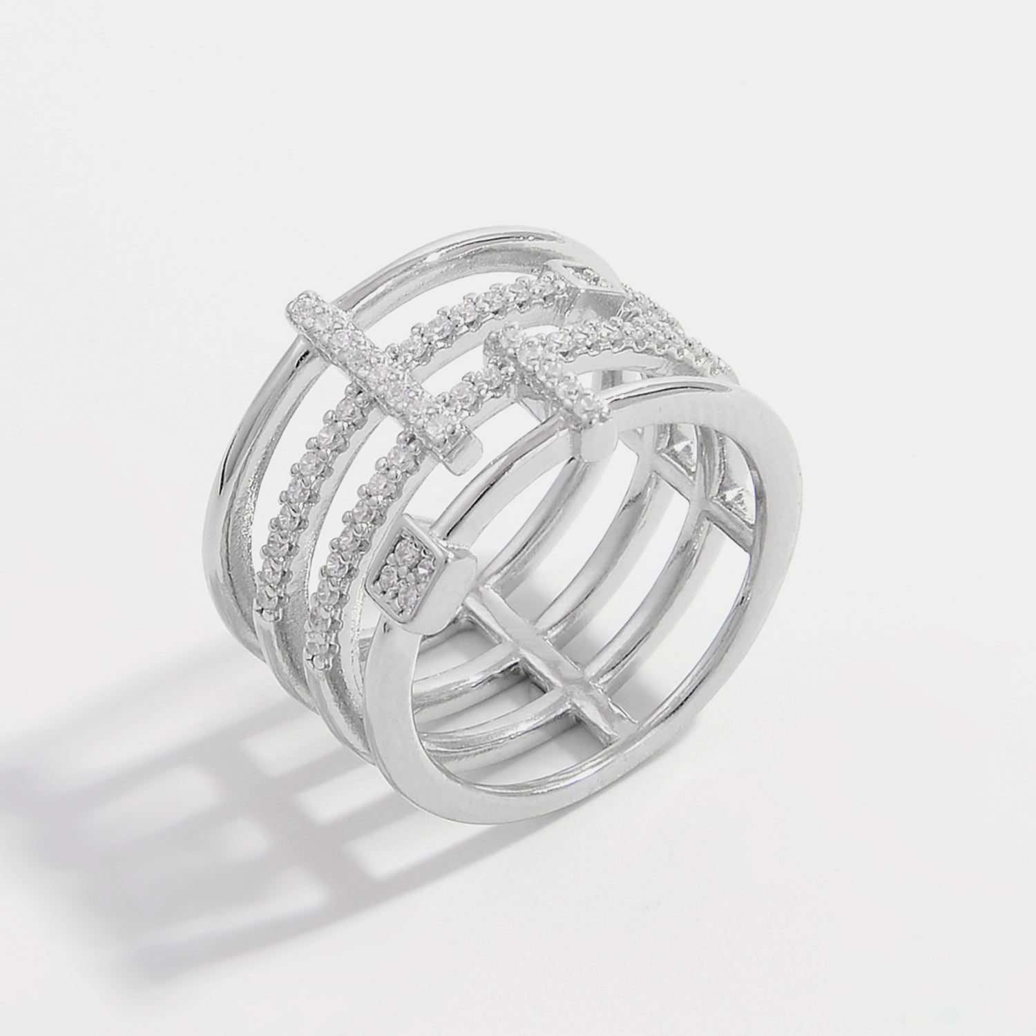 925 Sterling Silver Inlaid Zircon Ring 82c20a2e-8117-47e3-92a8-ae51596459b8-Max Trendsi